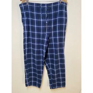 Joe Boxer Pajama Pants Men Medium Blue Plaid Flannel Drawstring Loungewear